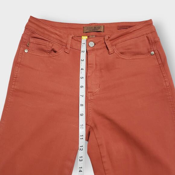 Judy Blue Terracotta Mid Rise Slim Bootcut Jean Sz 5/27 Orange Garment Dyed - Picture 10 of 12